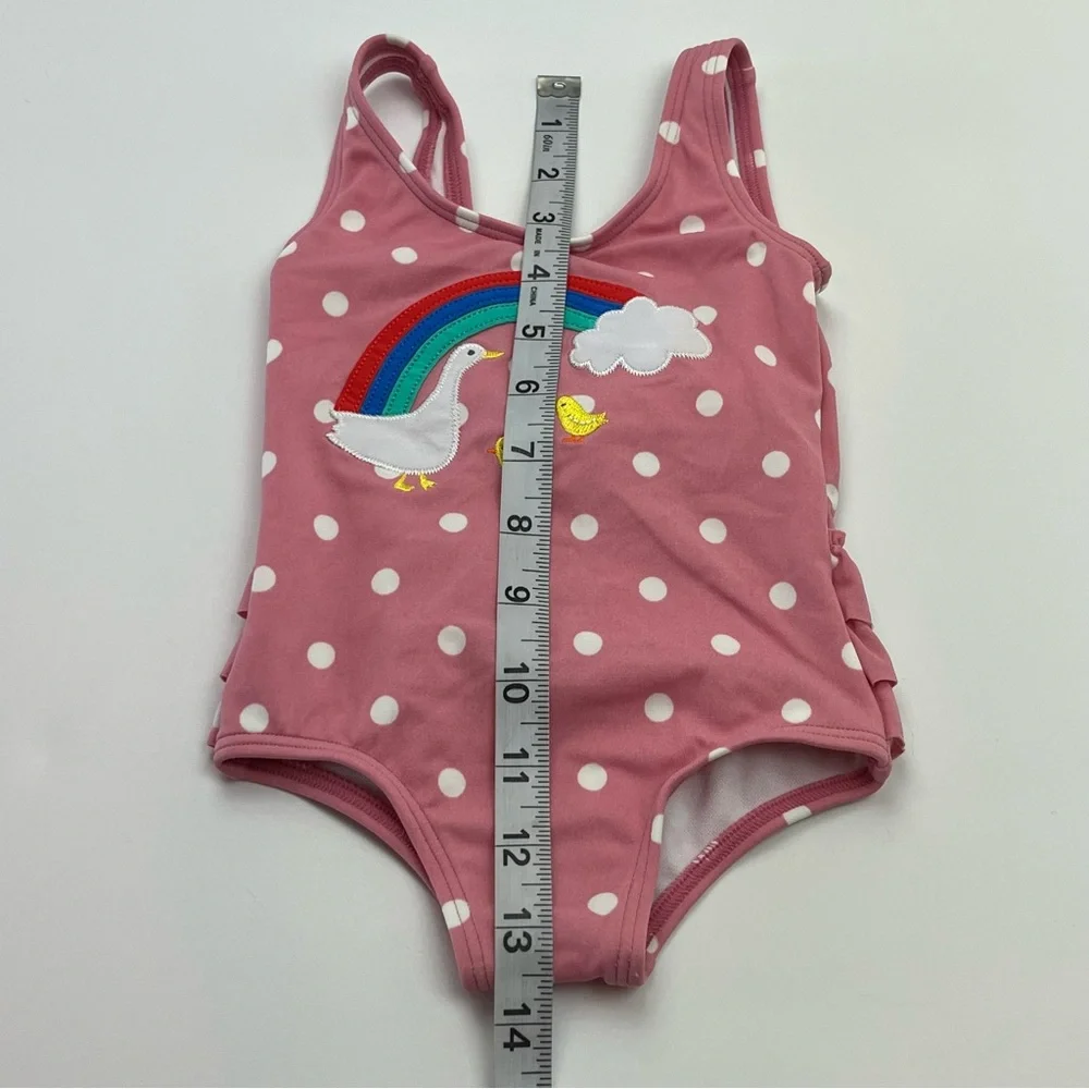 Baby Boden Duck Rainbow Polkadot‎ One Piece Swimsuit Ruffles 3 - 6 Months NEW